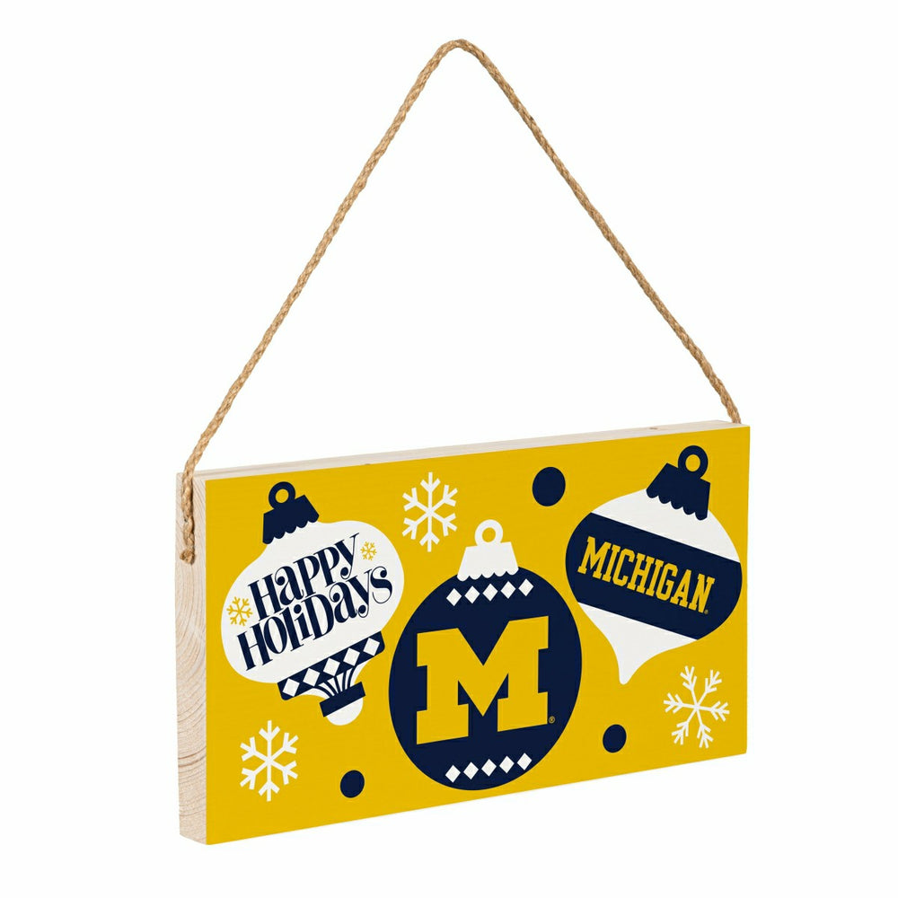 University Of Michigan Holiday Wood Wall Sign, 6x11 - Collegiate Home