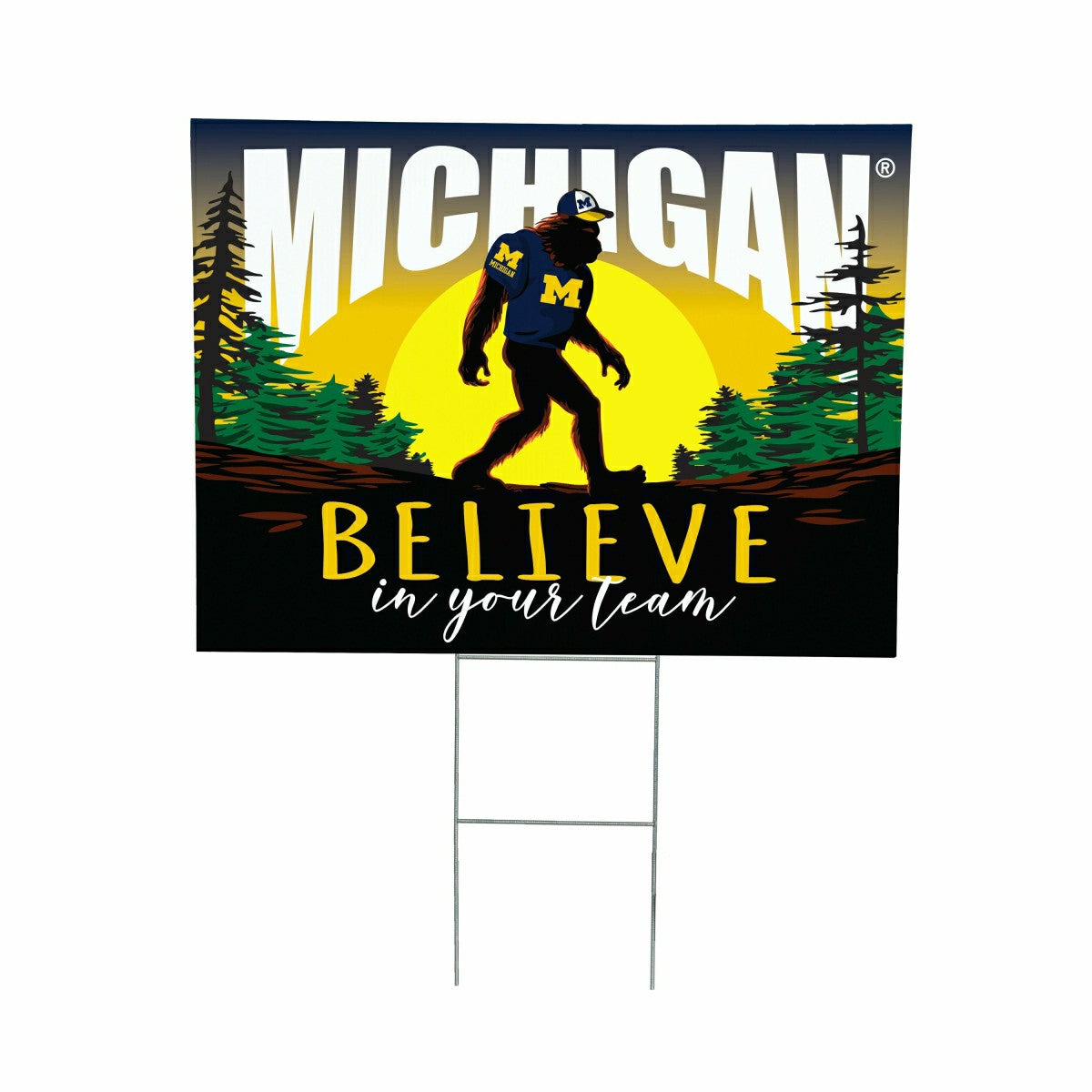 University Of Michigan Yard Sign, Bigfoot - Collegiate Home