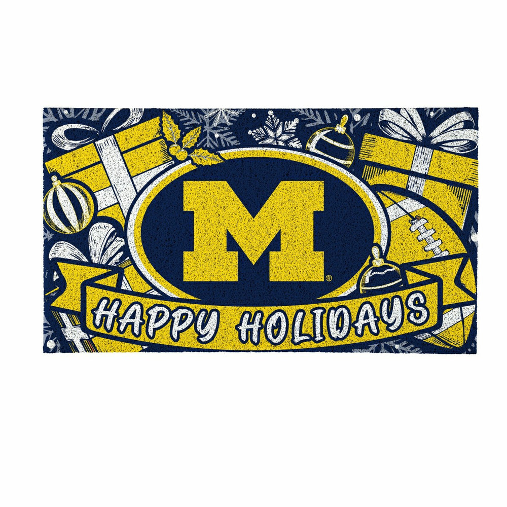 University Of Michigan Holiday PVC Mat, 28"x16" - Collegiate