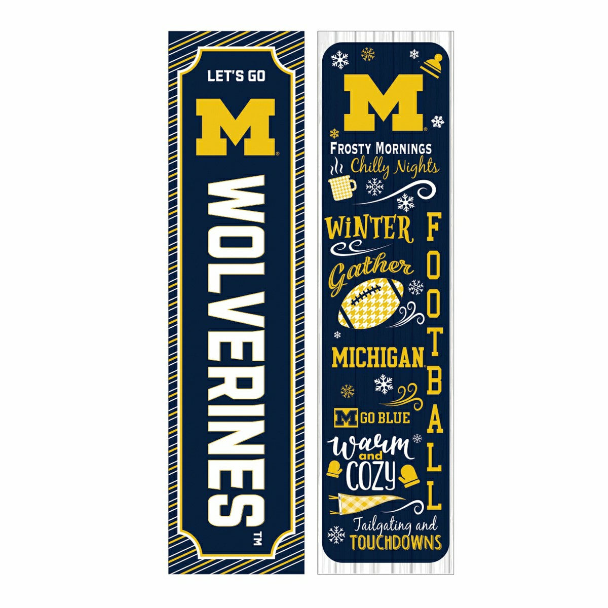 46" Double Sided Leaner, University Of Michigan, Winter Seasonal - Collegiate Home