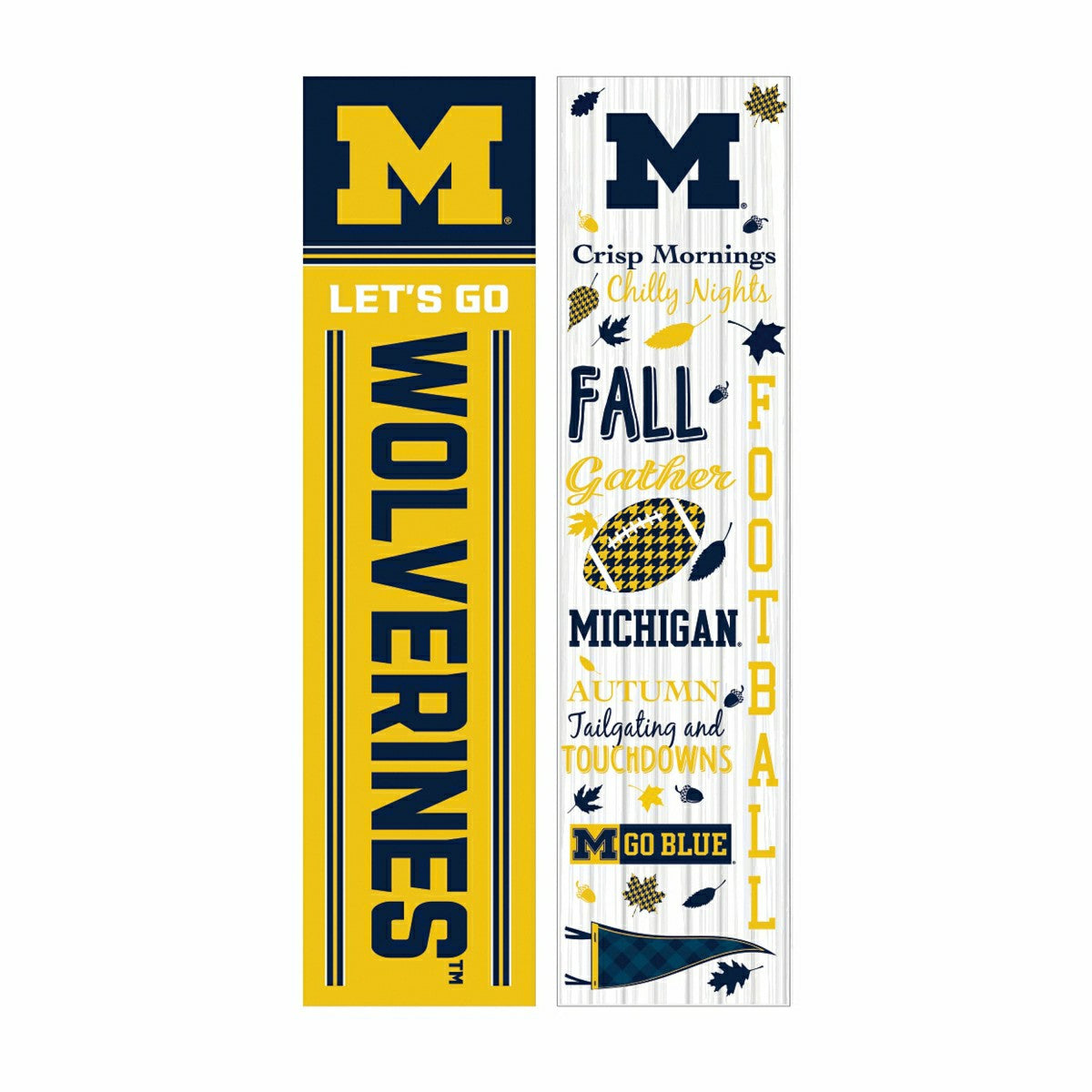 46" Double Sided Leaner, University Of Michigan, Fall Seasonal - Collegiate Home