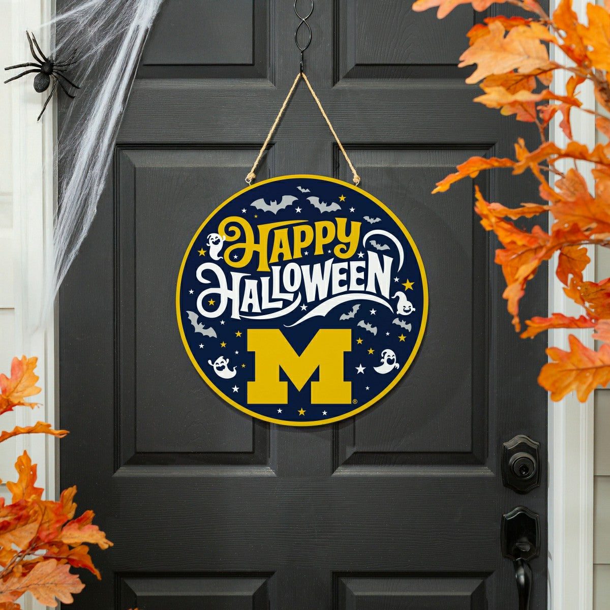University Of Michigan Halloween Round Door Décor with Hanging Rope, 1 - Collegiate Home