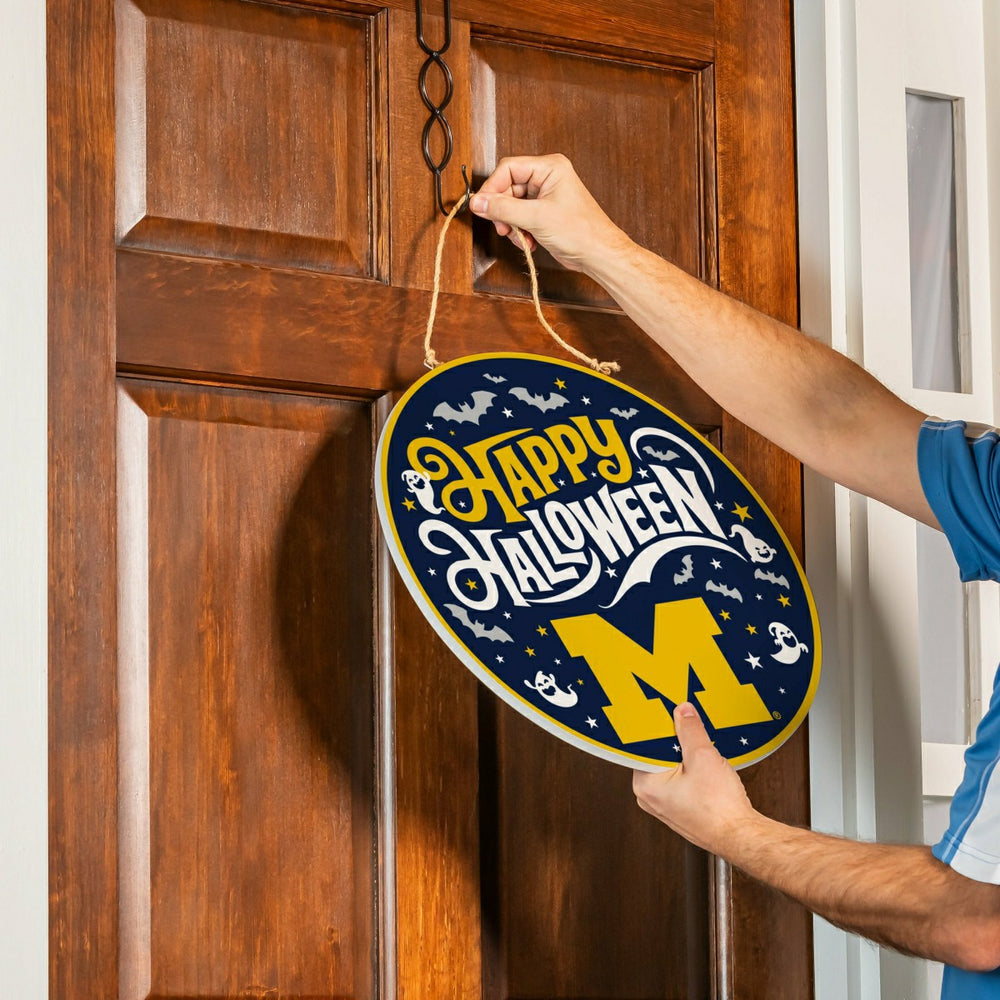 University Of Michigan Halloween Round Door Décor with Hanging Rope, 1 - Collegiate Home