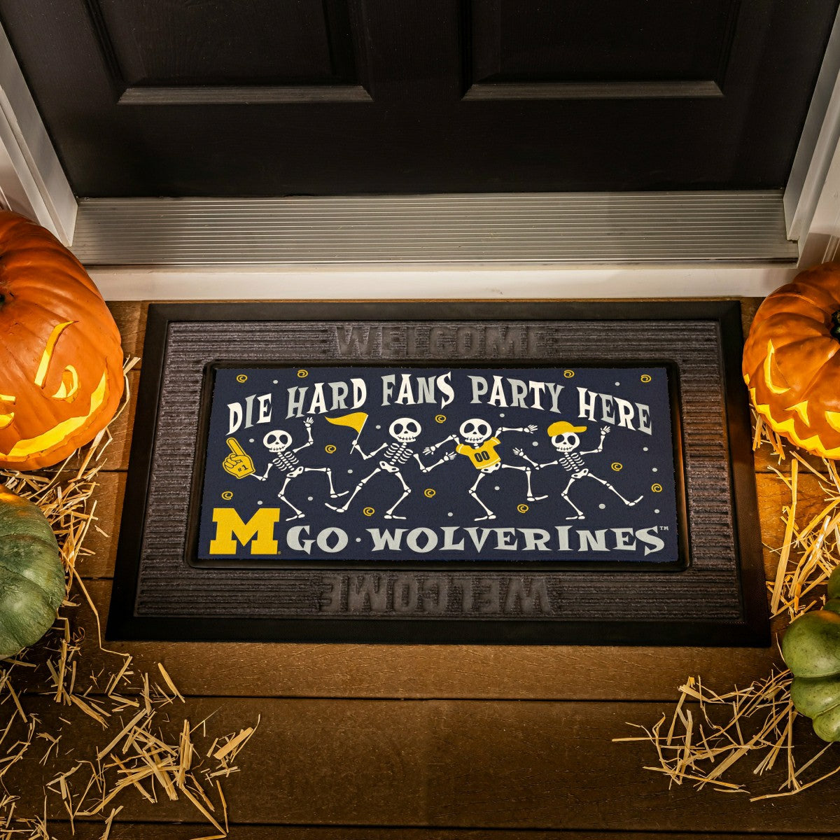 University Of Michigan Flocked Coir Halloween Sassafras Switch Mat, 22 - Collegiate