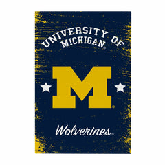University Of Michigan Wood Wall Sign, 16x24 - Collegiate Home