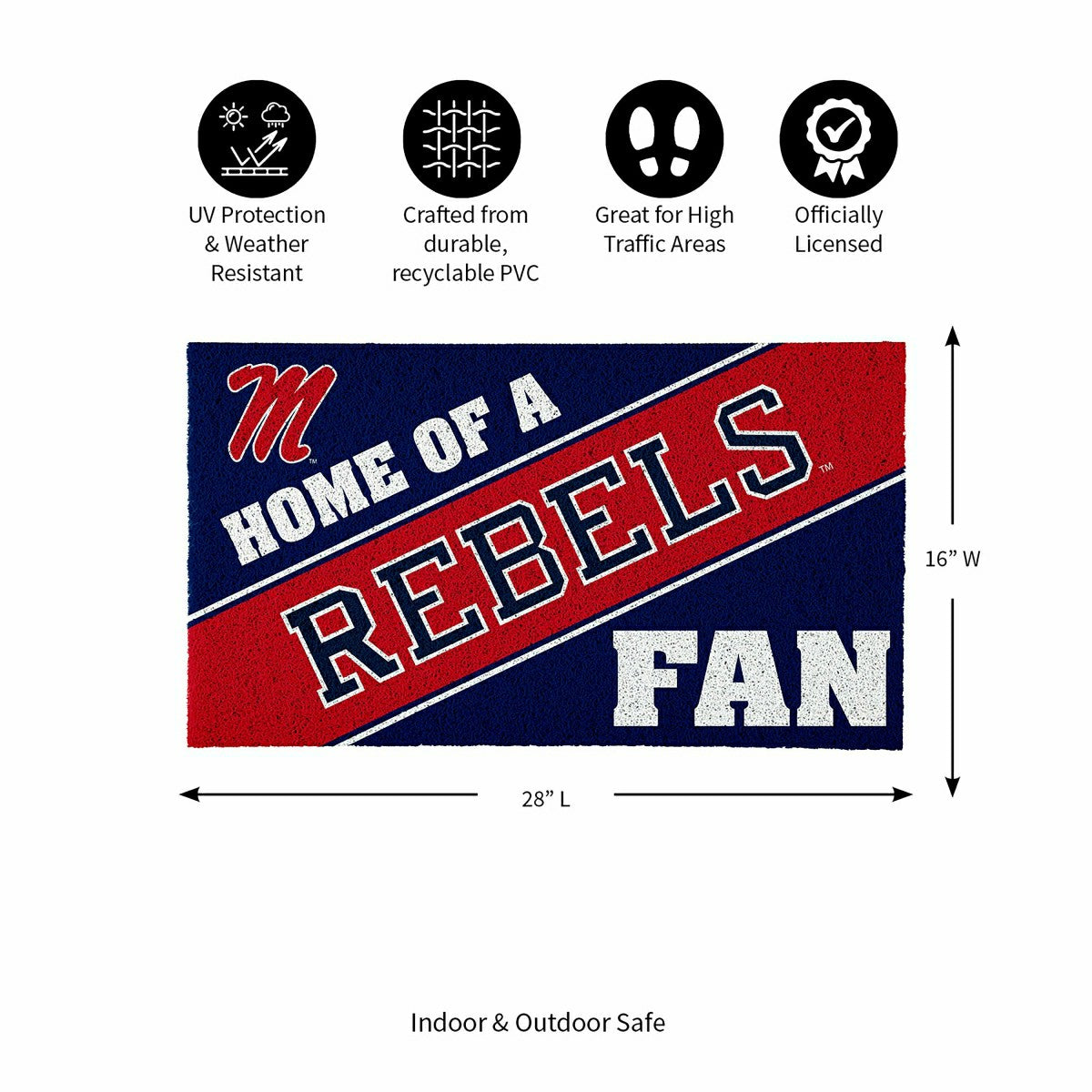 University of Mississippi, PVC Mat COLOR, Home of a Fan - Collegiate
