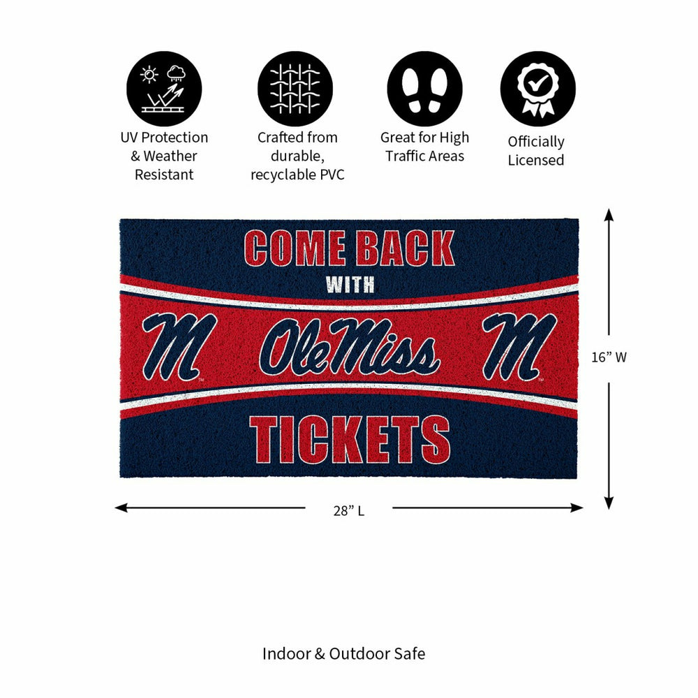 28" x 16" PVC Trapper Mat, Come Back with Tickets, University of Missi - Collegiate