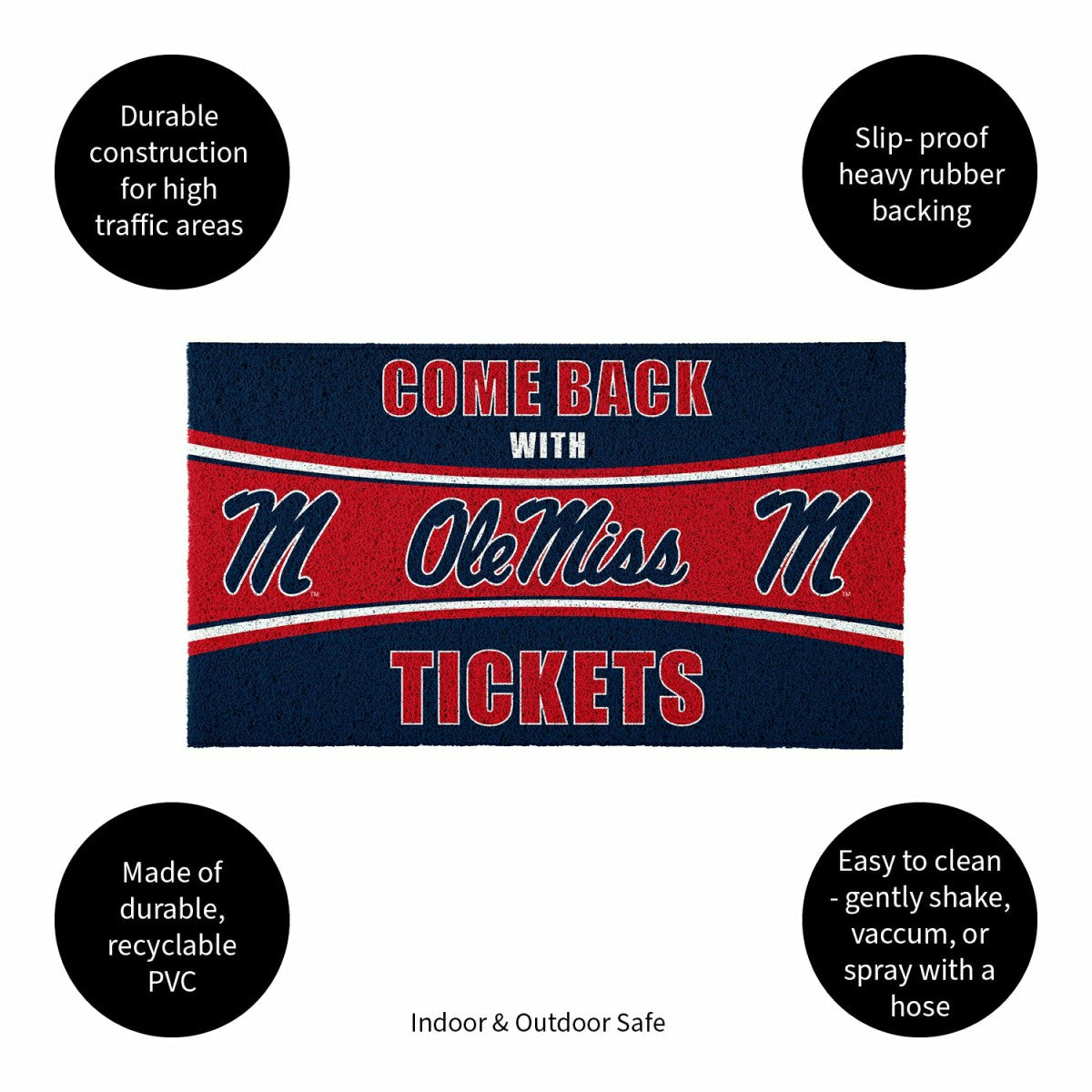 28" x 16" PVC Trapper Mat, Come Back with Tickets, University of Missi - Collegiate
