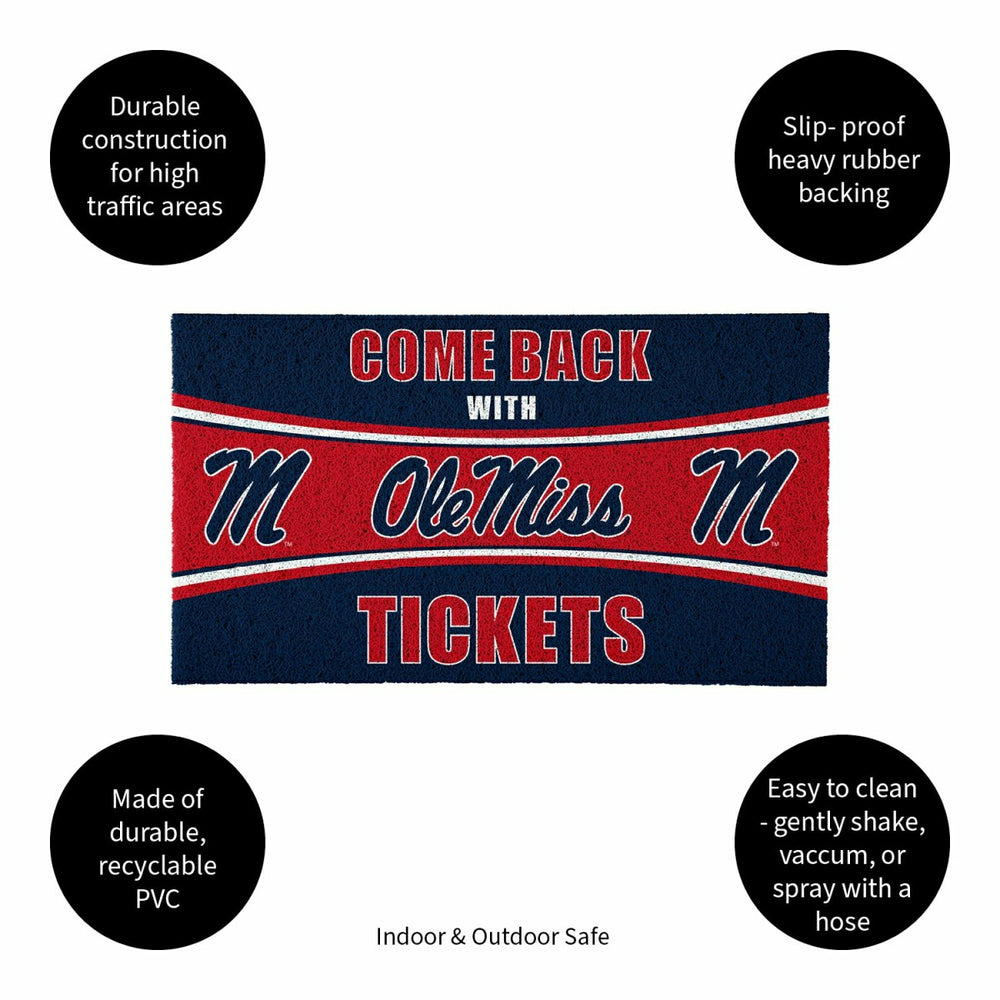 28" x 16" PVC Trapper Mat, Come Back with Tickets, University of Missi - Collegiate