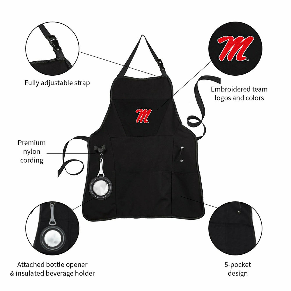 Grill Apron, Black, University of Mississippi - Collegiate Home