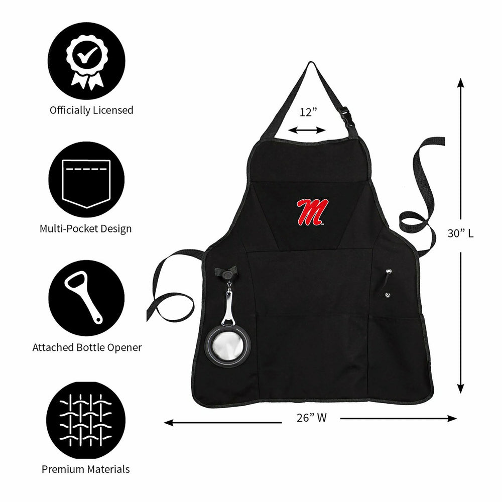 Grill Apron, Black, University of Mississippi - Collegiate Home