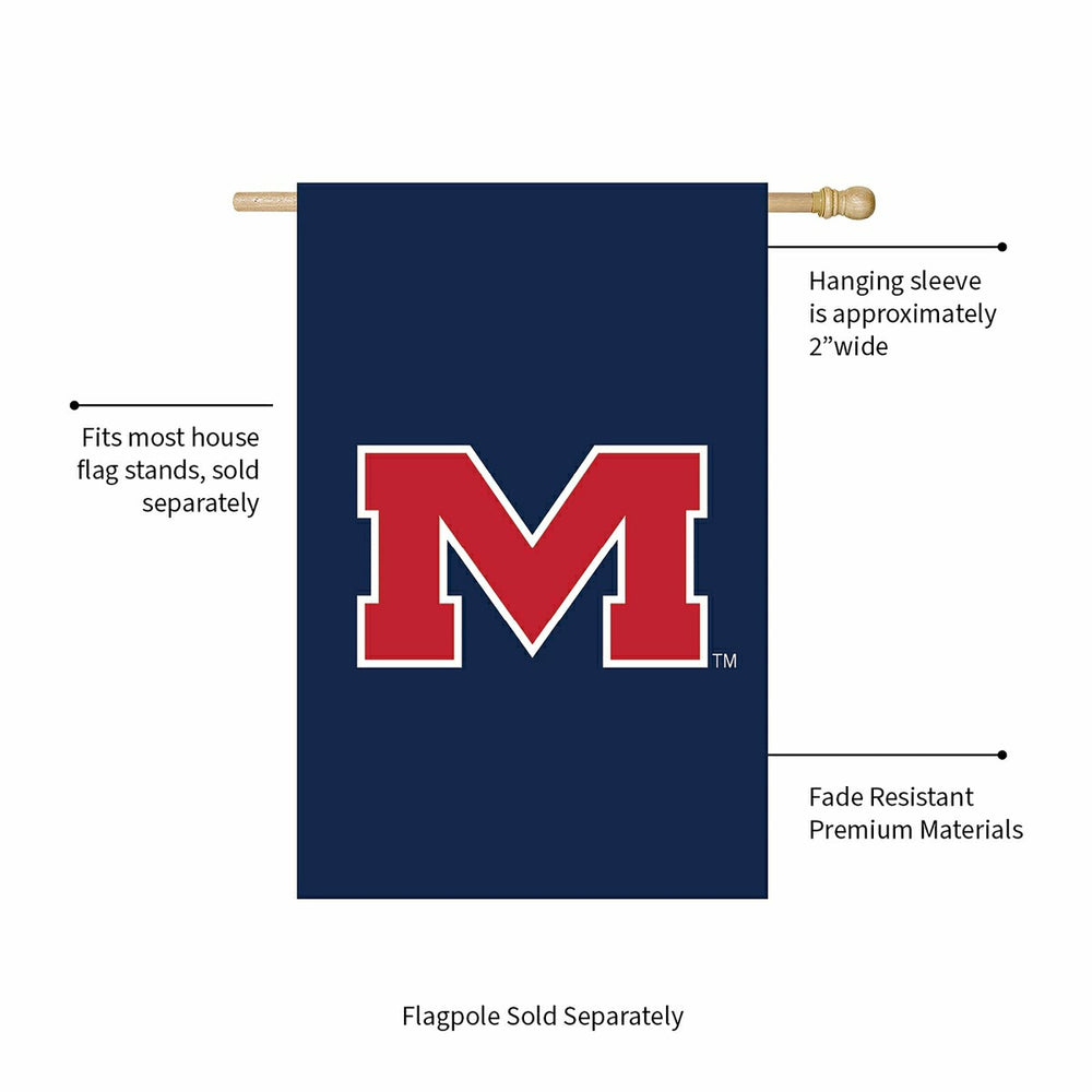 University of Mississippi Applique House Flag - Collegiate Home