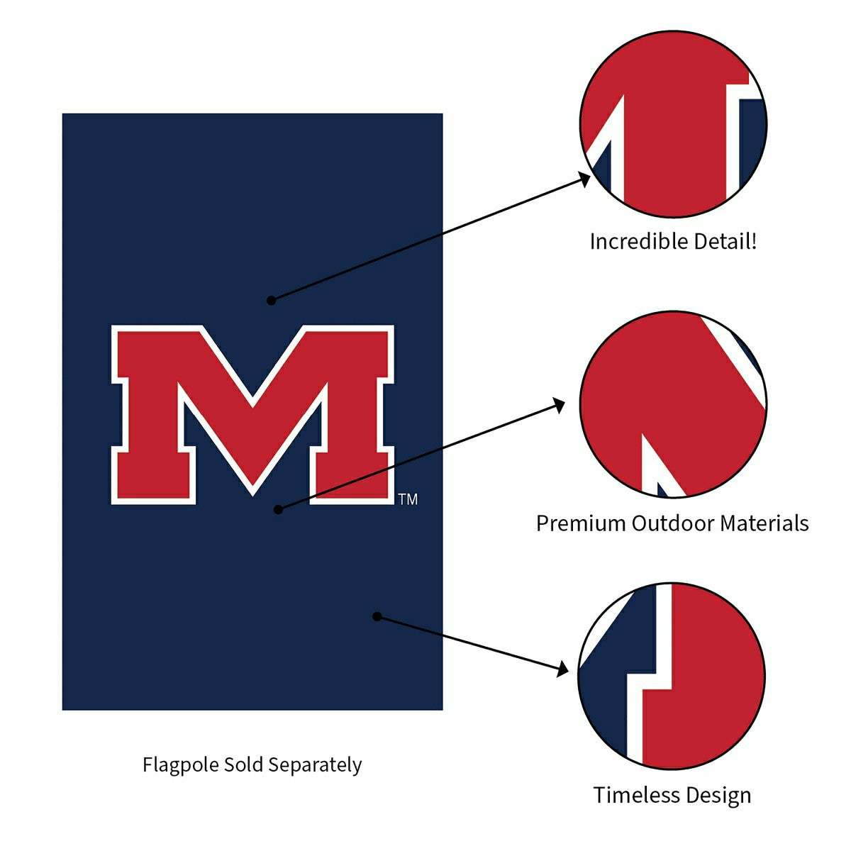University of Mississippi Applique House Flag - Collegiate Home
