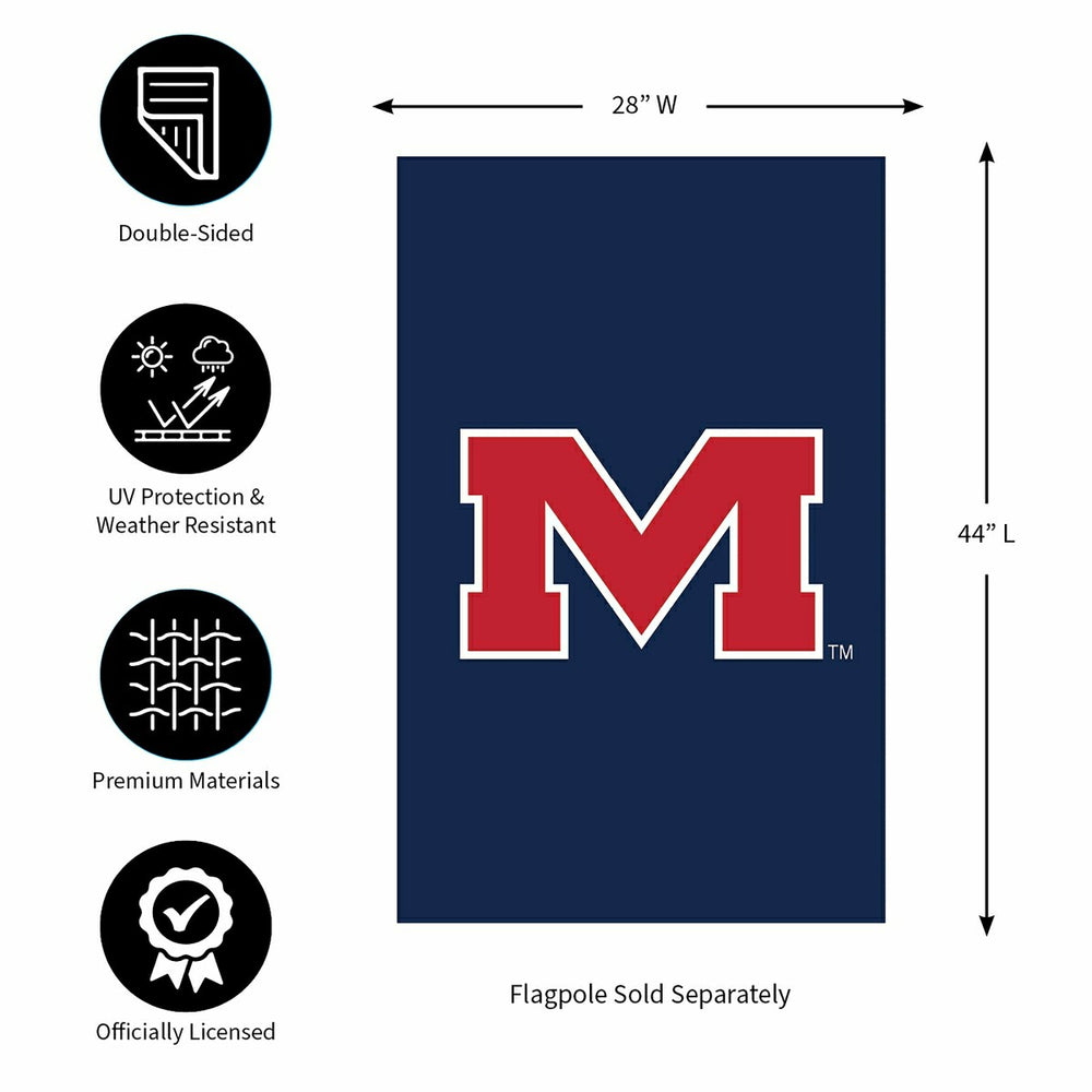 University of Mississippi Applique House Flag - Collegiate Home