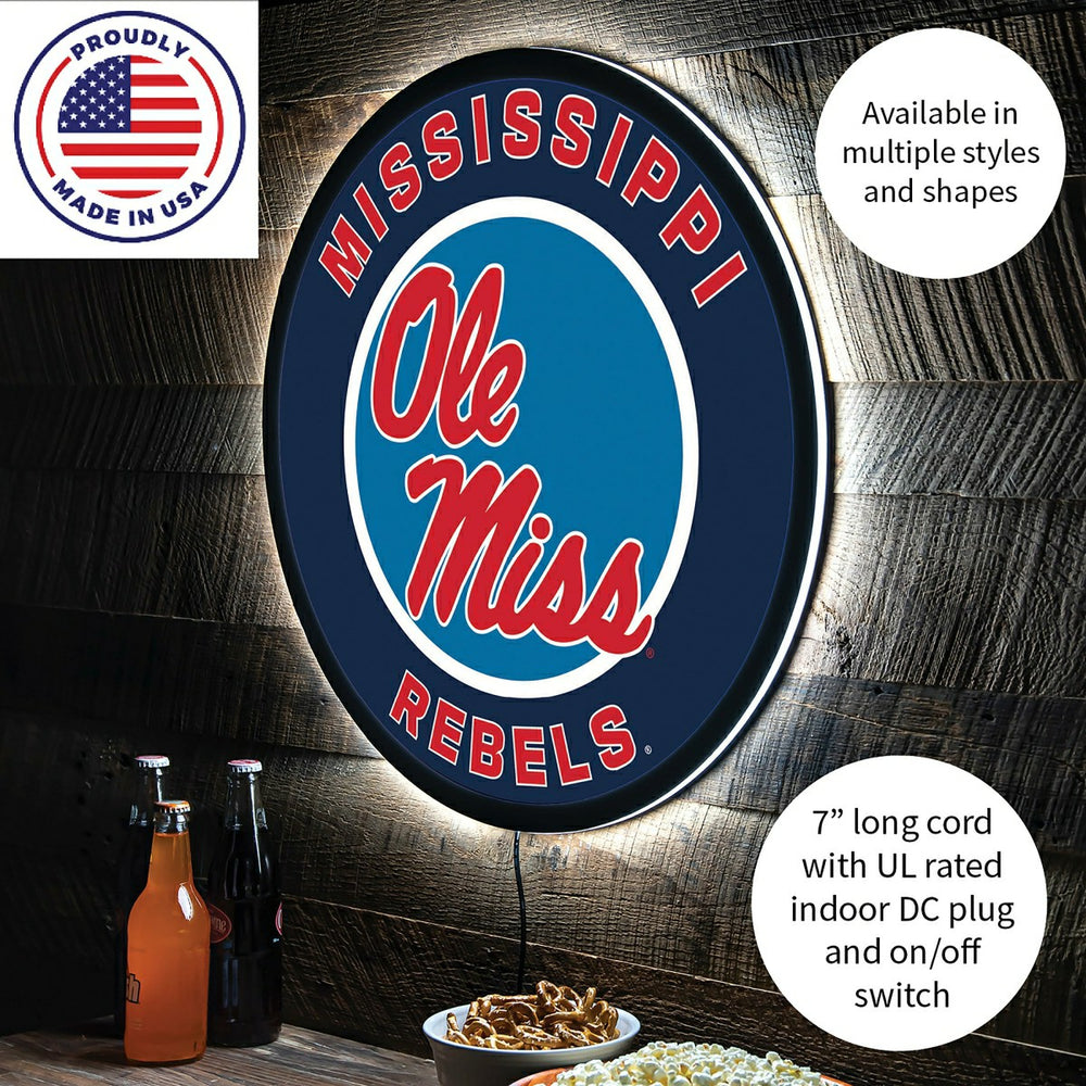 LED Wall Decor, Round, University of Mississippi - Collegiate Home
