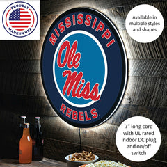 LED Wall Decor, Round, University of Mississippi - Collegiate Home