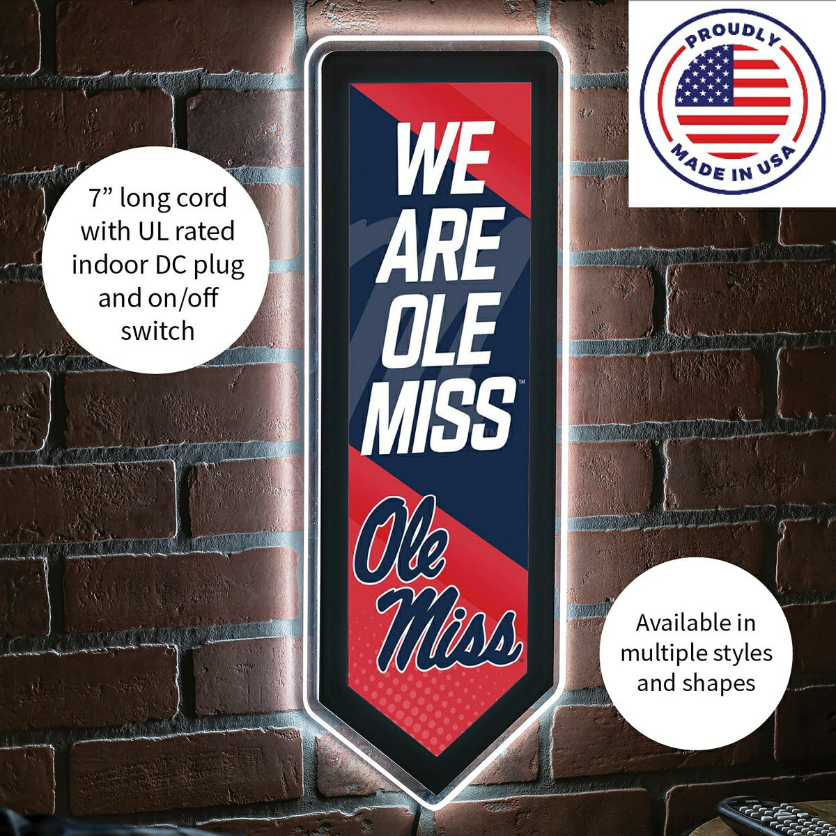 LED Wall Decor, Pennant, University of Mississippi - Collegiate Home