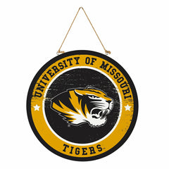 University of Missouri Round Door Décor with Hanging Rope, 18x18 - Collegiate Home