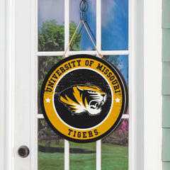 University of Missouri Round Door Décor with Hanging Rope, 18x18 - Collegiate Home