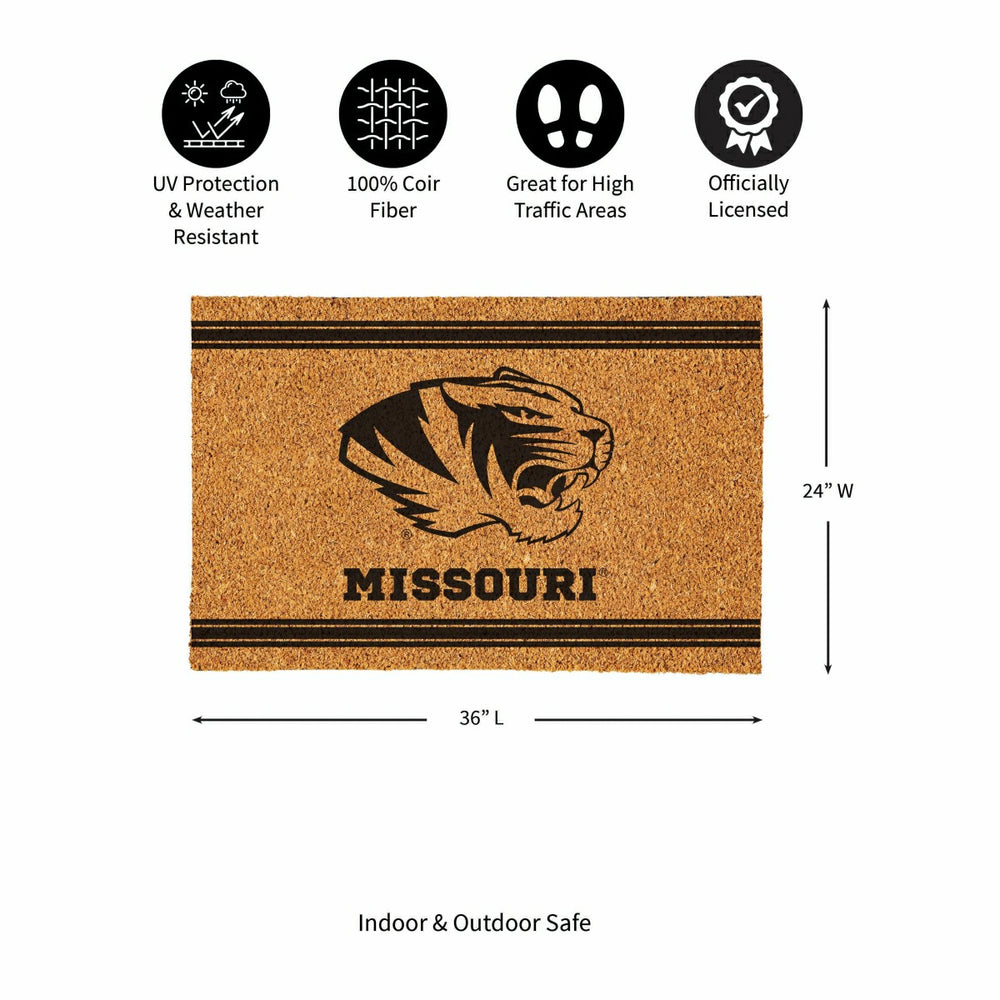 University of Missouri Large One Color Coir Mat, 36"x24" - Collegiate