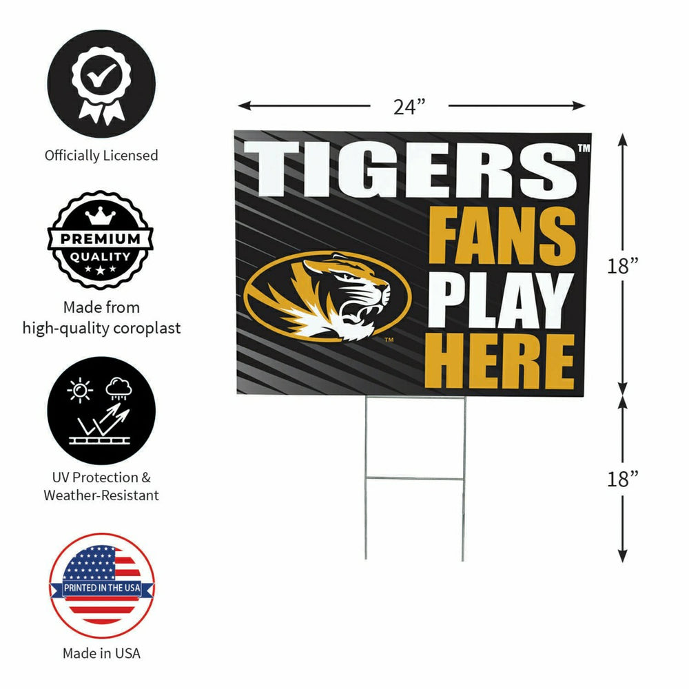 University of Missouri Coroplast Yard Sign "Fans Play Here" - Collegiate Home