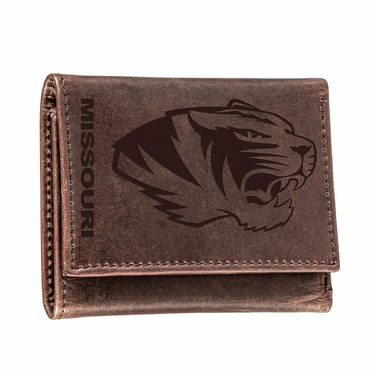 University of Missouri, Tri-Fold Wallet, Brown, CH, 100% Genuine Leath - Collegiate Home