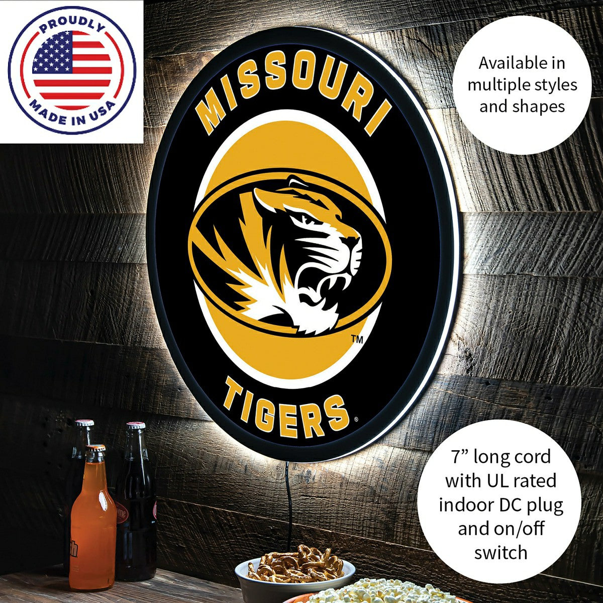 LED Wall Decor, Round, University of Missouri - Collegiate Home