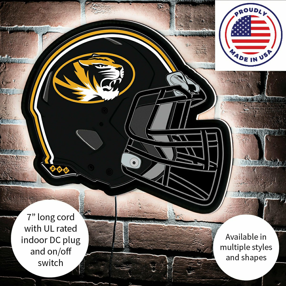 LED Wall Decor, Helmet, University of Missouri - Collegiate Home