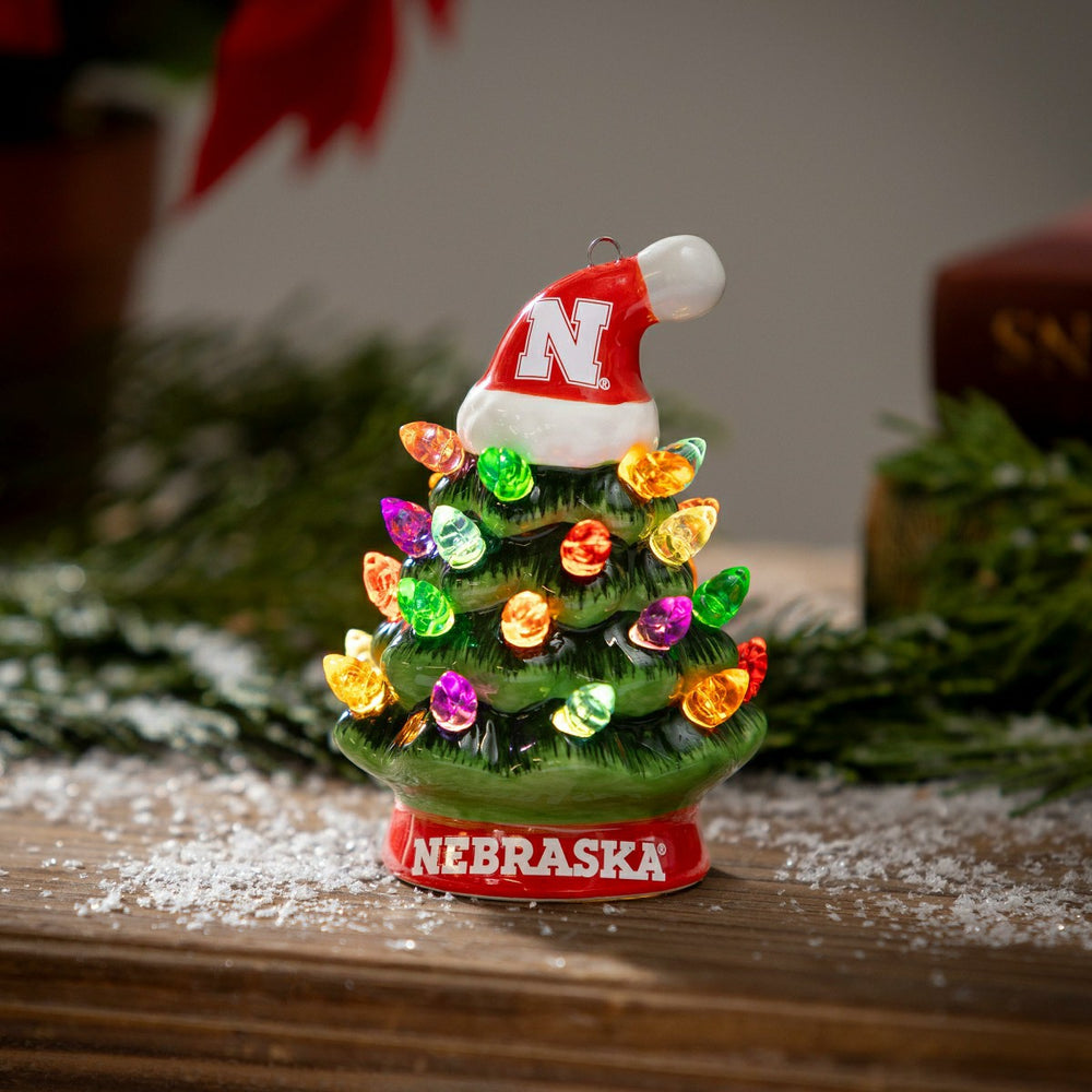 4" Mini LED Tabletop Christmas Tree, Set of 2, University of Nebraska - Collegiate Home
