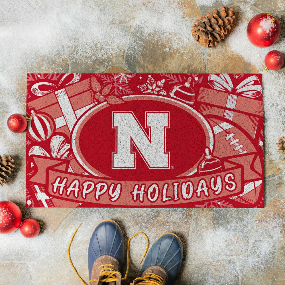 University of Nebraska Holiday PVC Mat, 28"x16" - Collegiate