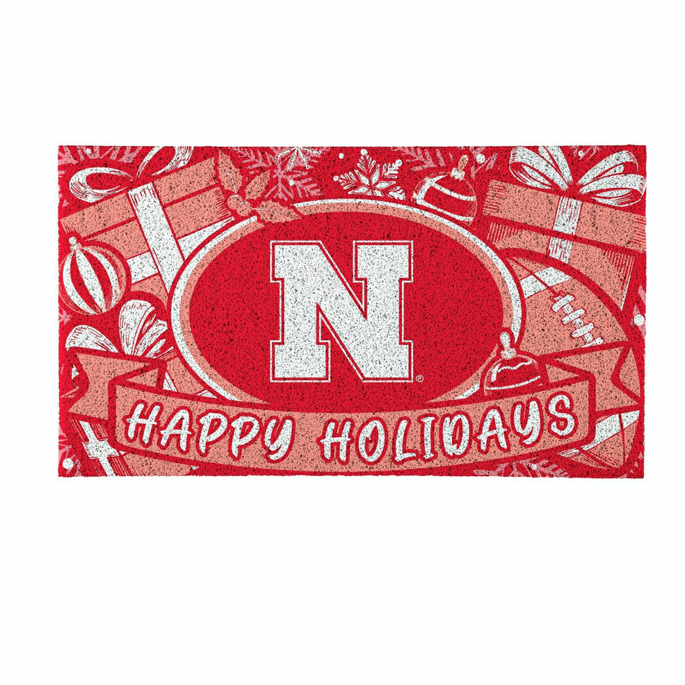 University of Nebraska Holiday PVC Mat, 28"x16" - Collegiate