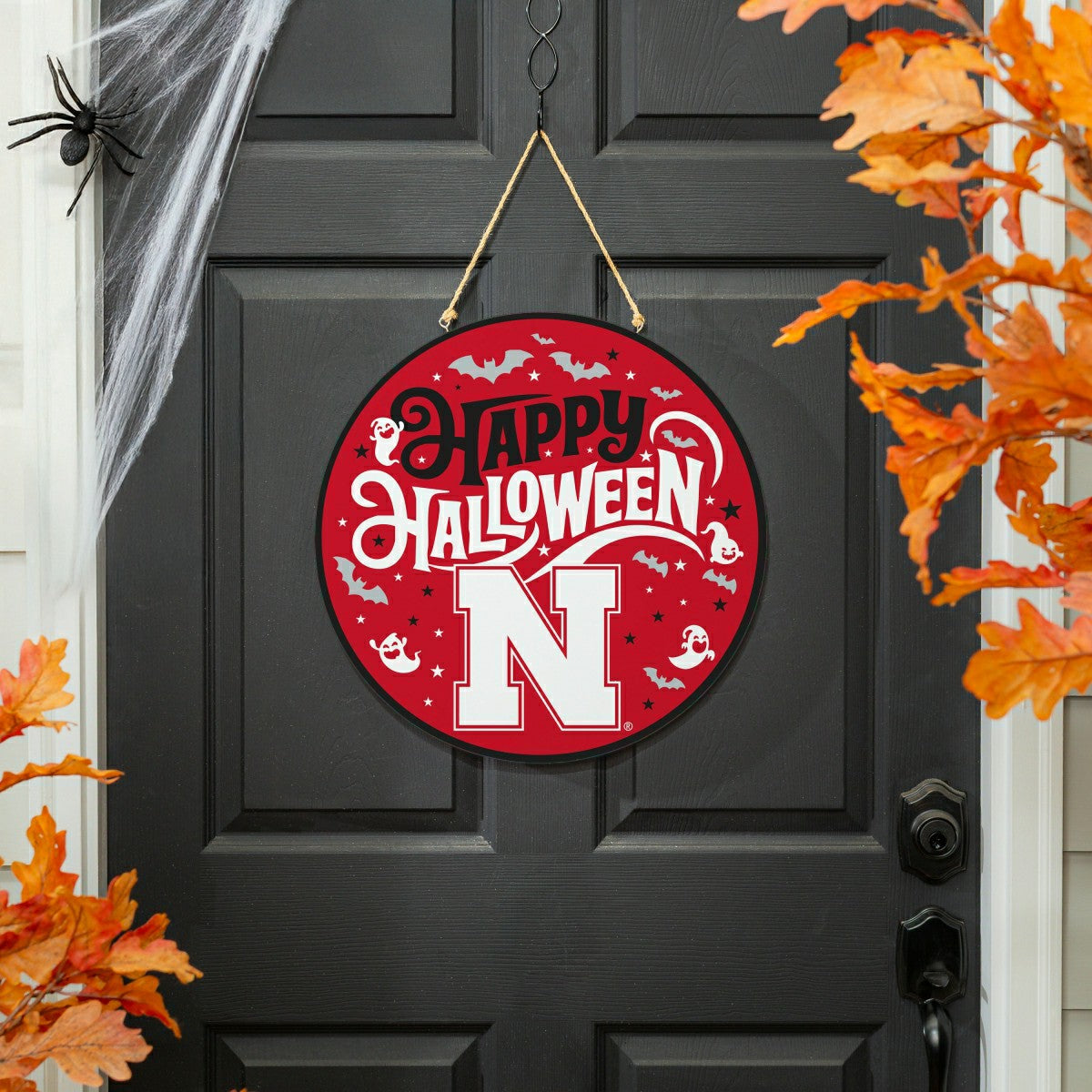 University of Nebraska Halloween Round Door Décor with Hanging Rope, 1 - Collegiate Home
