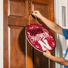 University of Nebraska Halloween Round Door Décor with Hanging Rope, 1 - Collegiate Home