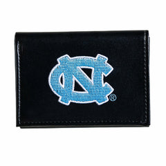 University of North Carolina Black Tri-Fold Embroidered Wallet w/ RFID Blocking - Collegiate Home