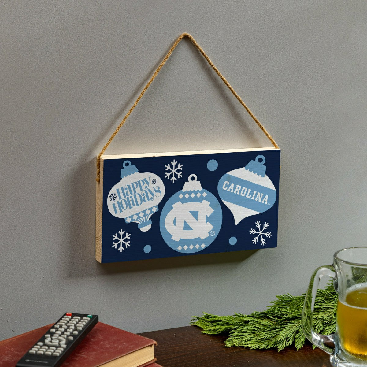 University of North Carolina Holiday Wood Wall Sign, 6x11 - Collegiate Home