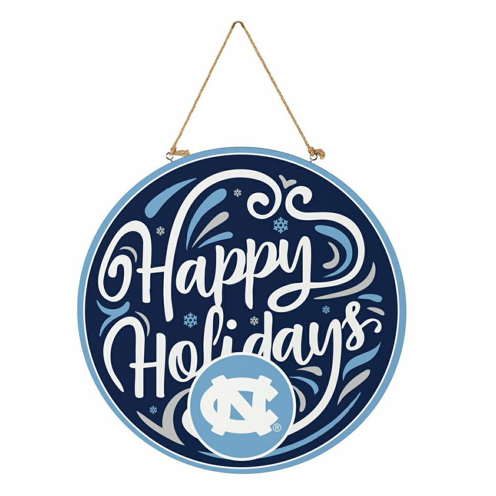 University of North Carolina Holiday Round Door Décor with Hanging Rop - Collegiate Home