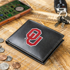 University of Oklahoma Black Bi-Fold Embroidered Wallet w/ RFID Blocking - Collegiate Home
