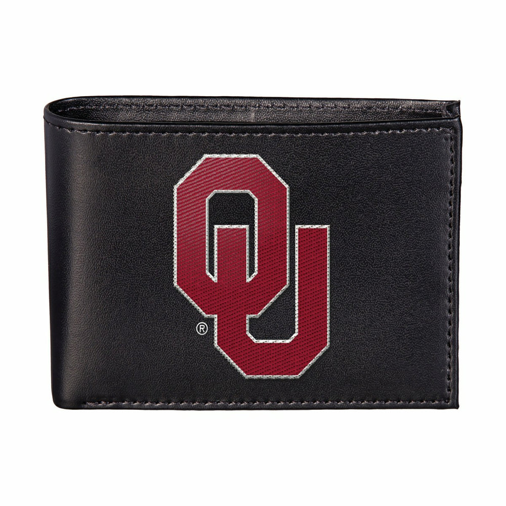 University of Oklahoma Black Bi-Fold Embroidered Wallet w/ RFID Blocking - Collegiate Home