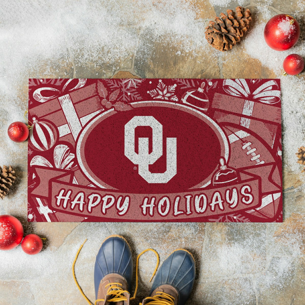University of Oklahoma Holiday PVC Mat, 28"x16" - Collegiate