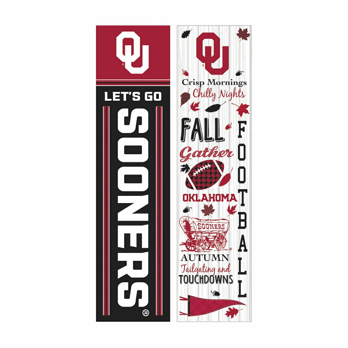 46" Double Sided Leaner, University of Oklahoma, Fall Seasonal - Collegiate Home