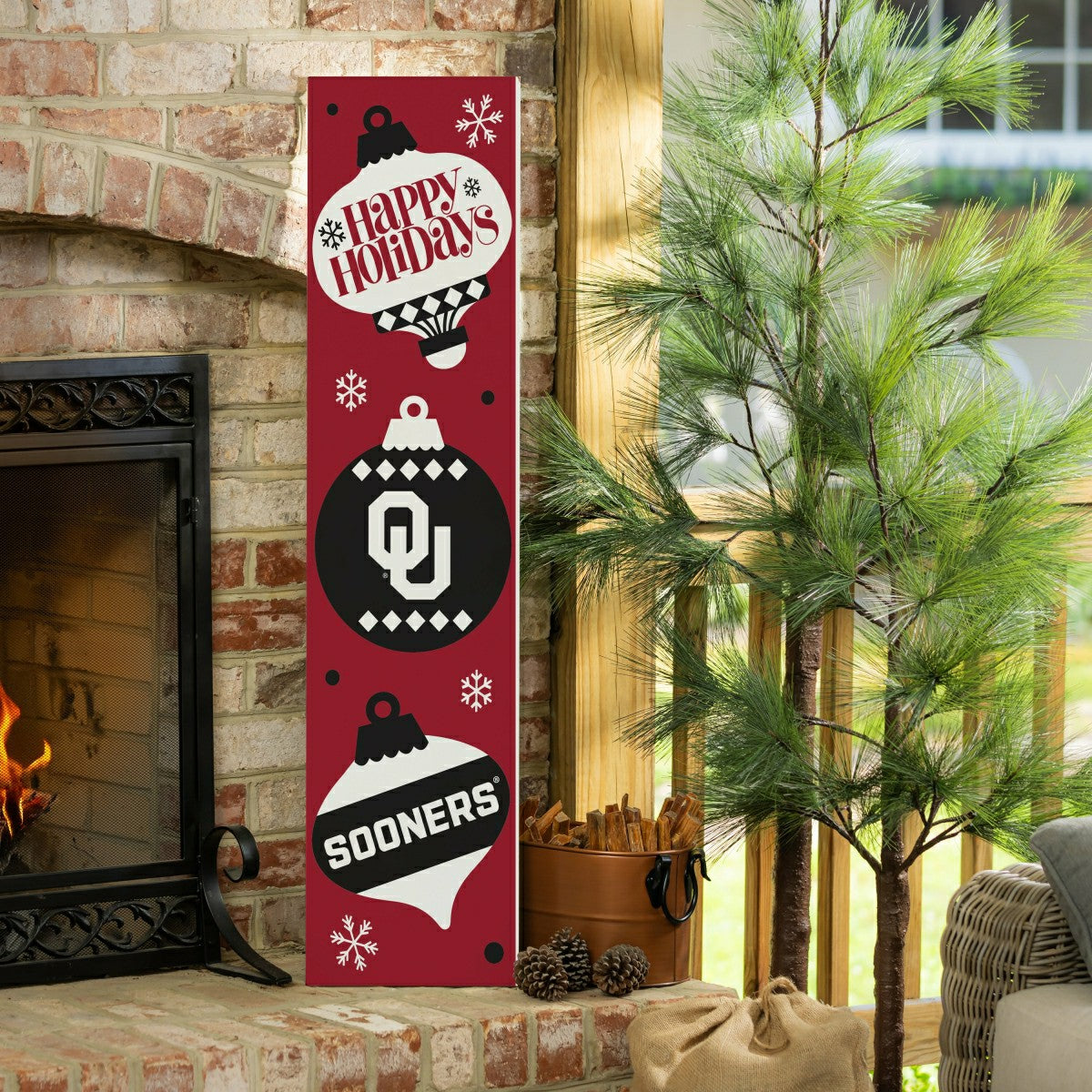 47" Double Sided Leaner, University of Oklahoma, Christmas - Collegiate Home
