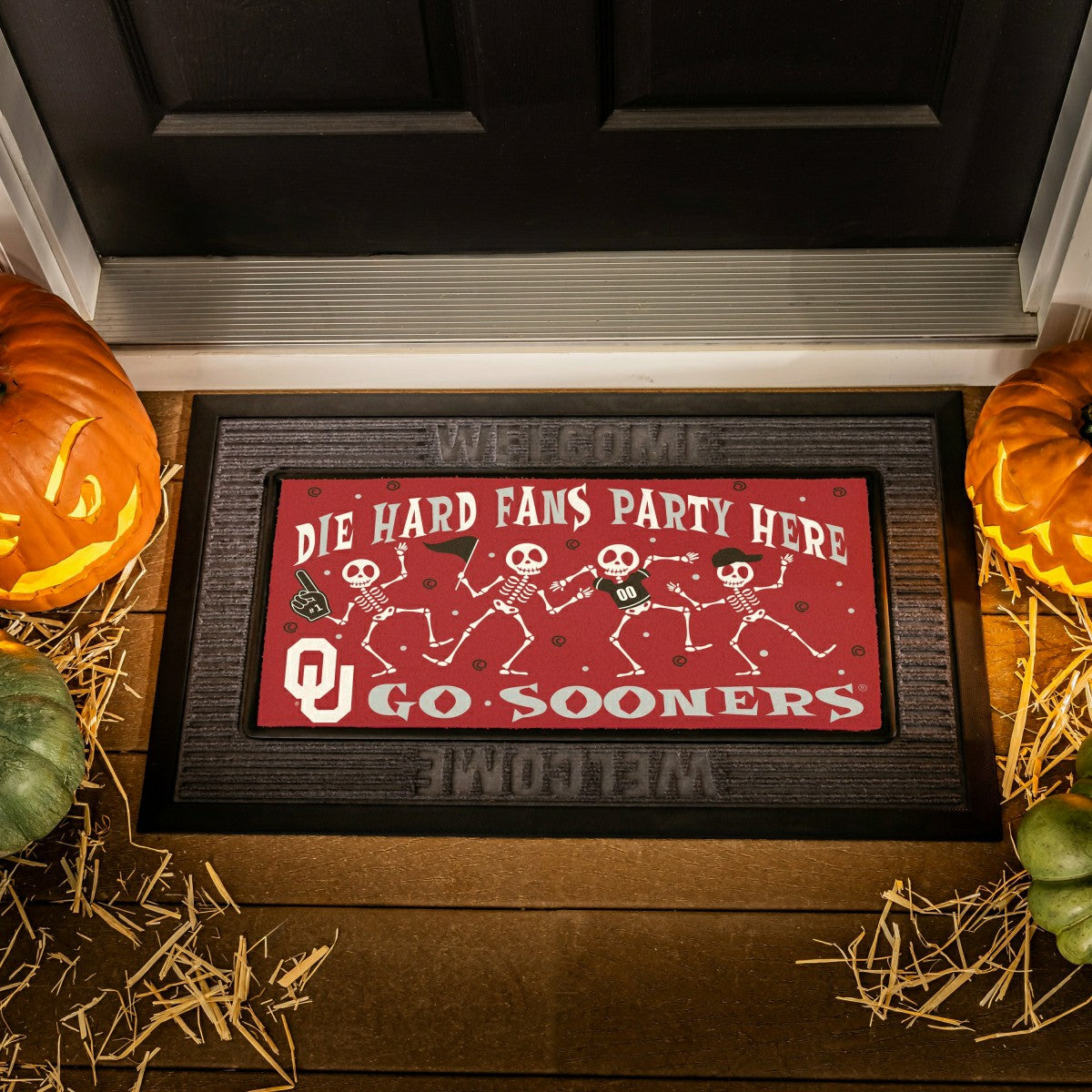 University of Oklahoma Flocked Coir Halloween Sassafras Switch Mat, 22 - Collegiate