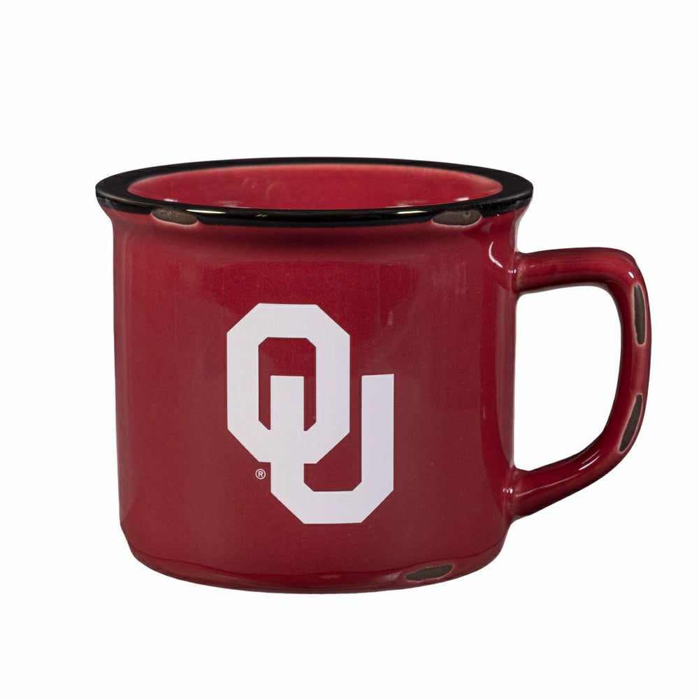 University of Oklahoma Ceramic Camp Cup with Enamel Finish, 14oz - Collegiate Home