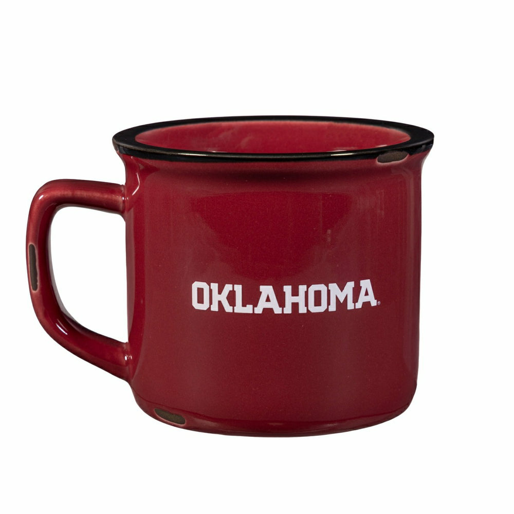 University of Oklahoma Ceramic Camp Cup with Enamel Finish, 14oz - Collegiate Home