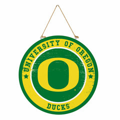 University of Oregon Round Door Décor with Hanging Rope, 18x18 - Collegiate Home