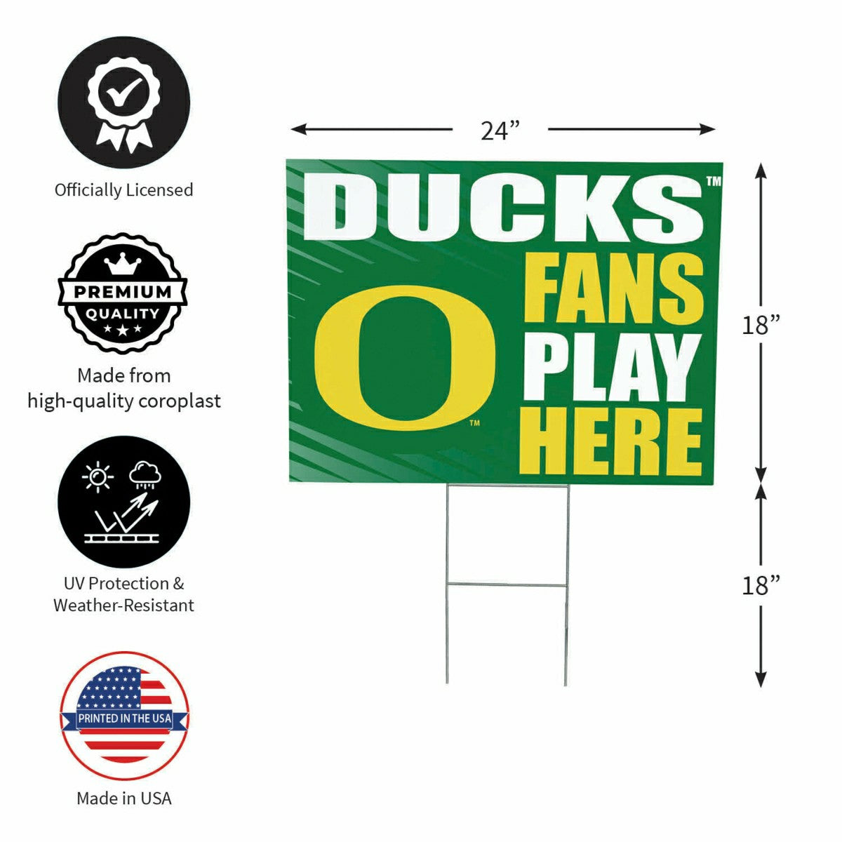 University of Oregon Coroplast Yard Sign "Fans Play Here" - Collegiate Home