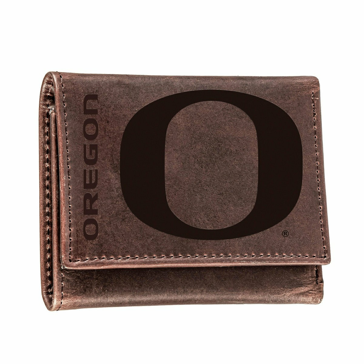 University of Oregon, Tri-Fold Wallet, Brown, CH, 100% Genuine Leather - Collegiate Home