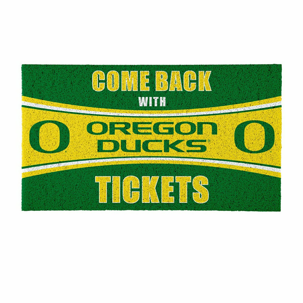 28" x 16" PVC Trapper Mat, Come Back with Tickets, University of Orego - Collegiate