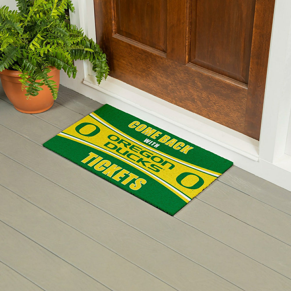 28" x 16" PVC Trapper Mat, Come Back with Tickets, University of Orego - Collegiate