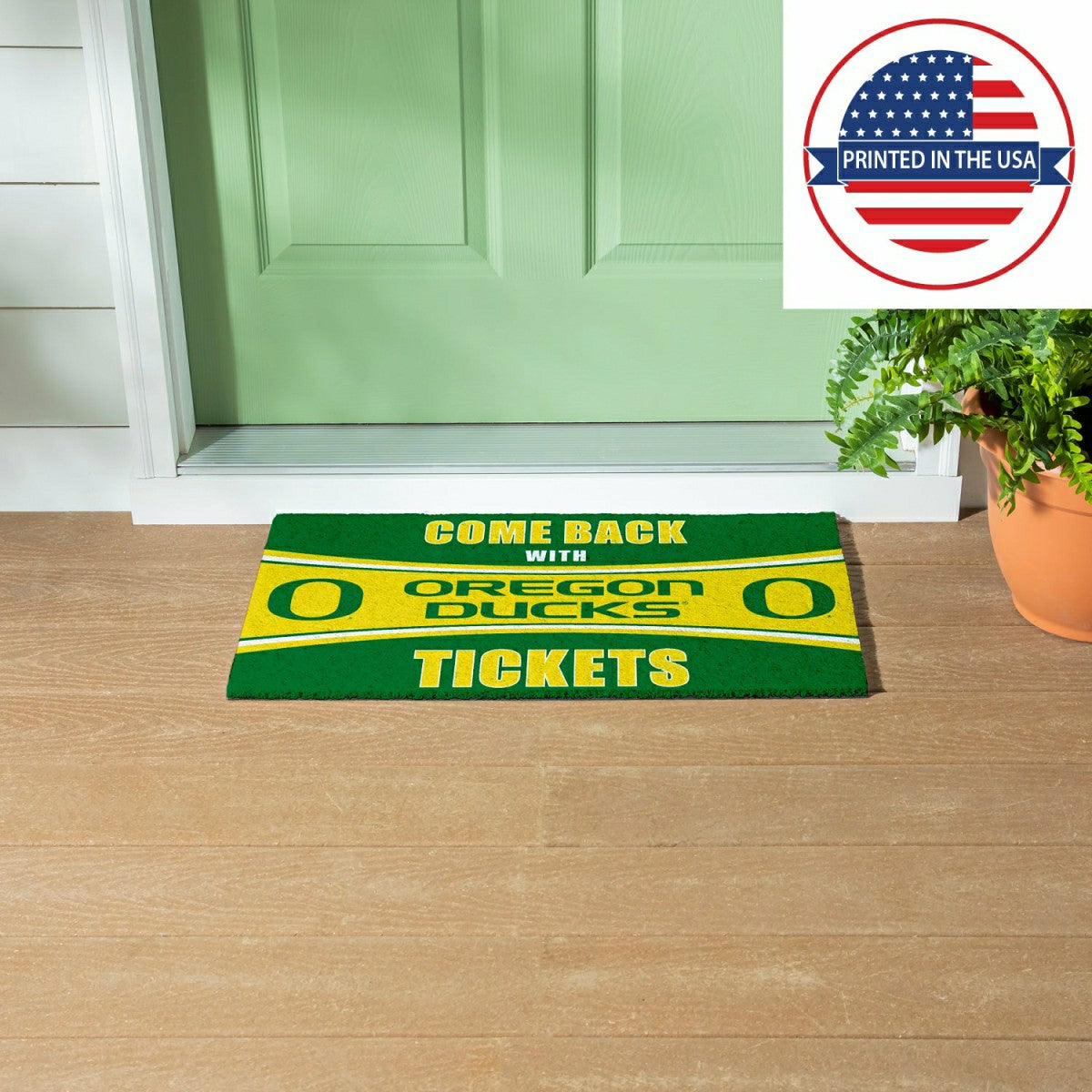28" x 16" PVC Trapper Mat, Come Back with Tickets, University of Orego - Collegiate